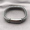 Pulsera Elegante 03.440.0002.09 Acero Inoxidable, Diseño de Square Franco, Pulido, Tono Plateado (12 MM Thickness, 9 Inches Length)