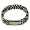 Pulsera Elegante 03.440.0002.09 Acero Inoxidable, Diseño de Square Franco, Pulido, Tono Plateado (12 MM Thickness, 9 Inches Length)