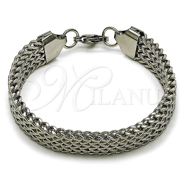 Pulsera Elegante 03.440.0003.08 Acero Inoxidable, Diseño de Square Franco, Pulido, Tono Plateado (Thickness, 8 Inches Length)