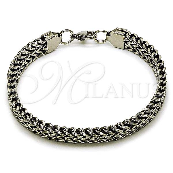 Pulsera Elegante 03.440.0005.09 Acero Inoxidable, Diseño de Square Franco, Pulido, Tono Plateado (Thickness, 9 Inches Length)
