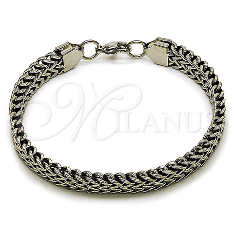 Pulsera Elegante 03.440.0005.09 Acero Inoxidable, Diseño de Square Franco, Pulido, Tono Plateado (Thickness, 9 Inches Length)