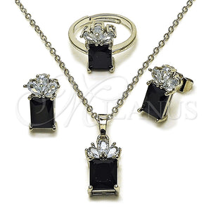 Collar, Dije y Anillo 06.323.0001.3 Rodio Laminado, Diseño de Pina, con Zirconia Cubica Negro y Blanca, Pulido, Rodinado