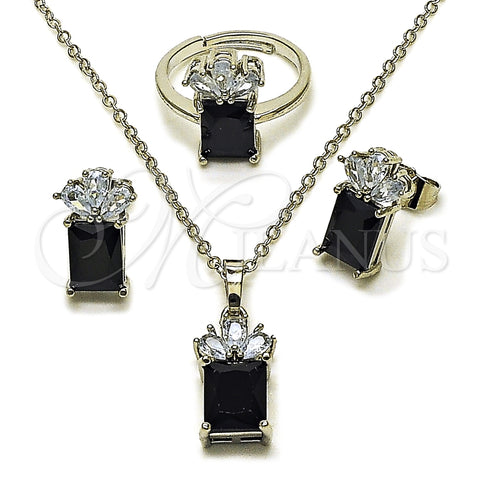 Collar, Dije y Anillo 06.323.0001.3 Rodio Laminado, Diseño de Pina, con Zirconia Cubica Negro y Blanca, Pulido, Rodinado
