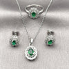 Collar, Dije y Anillo 06.323.0003 Rodio Laminado, Diseño de Cluster, con Zirconia Cubica Verde y Blanca, Pulido, Rodinado