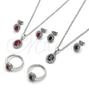 Collar, Dije y Anillo 06.323.0004 Rodio Laminado, Diseño de Cluster, con Granate and Blanca Zirconia Cubica, Pulido, Rodinado