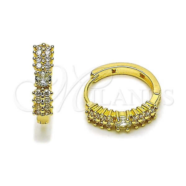 Argolla Huggie 02.323.0116.20 Oro Laminado, con Blanca Zirconia Cubica, Pulido, Tono Dorado
