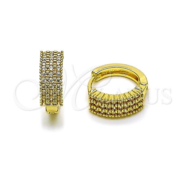 Argolla Huggie 02.323.0117.16 Oro Laminado, con Blanca Zirconia Cubica, Pulido, Tono Dorado
