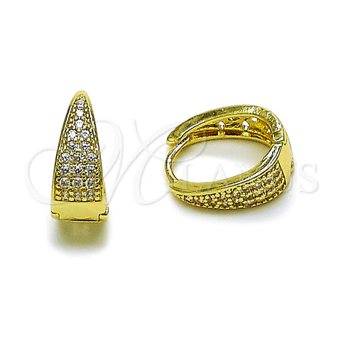 Argolla Huggie 02.323.0119.14 Oro Laminado, con Blanca Zirconia Cubica, Pulido, Tono Dorado