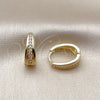 Argolla Huggie 02.323.0120.14 Oro Laminado, con Blanca Zirconia Cubica, Pulido, Tono Dorado