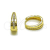 Argolla Huggie 02.323.0120.14 Oro Laminado, con Blanca Zirconia Cubica, Pulido, Tono Dorado