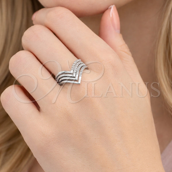 Anillo Multi Piedra 01.323.0002 Rodio Laminado, con Zirconia Cubica Blanca, Pulido, Rodinado (Talla Unica)