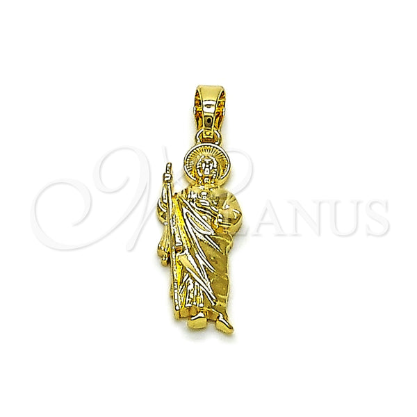 Dije Religioso 05.210.0018 Oro Laminado, Diseño de San Judas, Pulido, Tono Dorado