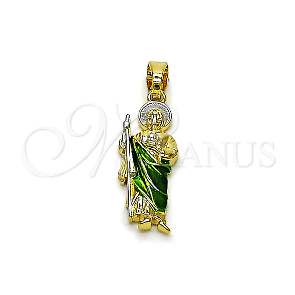 Dije Religioso 05.210.0018.1 Oro Laminado, Diseño de San Judas, Pulido, Tres Tonos
