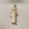 Dije Religioso 05.210.0019 Oro Laminado, Diseño de San Judas, Pulido, Tono Dorado