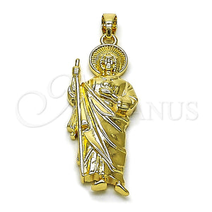 Dije Religioso 05.210.0019 Oro Laminado, Diseño de San Judas, Pulido, Tono Dorado