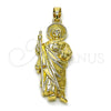 Dije Religioso 05.210.0019 Oro Laminado, Diseño de San Judas, Pulido, Tono Dorado