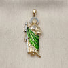 Dije Religioso 05.210.0019.1 Oro Laminado, Diseño de San Judas, Pulido, Tres Tonos