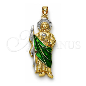 Dije Religioso 05.210.0019.1 Oro Laminado, Diseño de San Judas, Pulido, Tres Tonos
