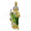 Dije Religioso 05.210.0019.1 Oro Laminado, Diseño de San Judas, Pulido, Tres Tonos