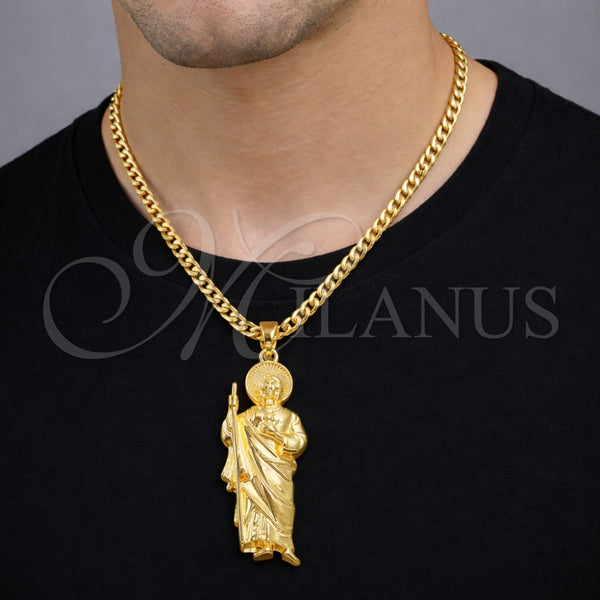 Dije Religioso 05.210.0020 Oro Laminado, Diseño de San Judas, Pulido, Tono Dorado
