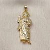 Dije Religioso 05.210.0020 Oro Laminado, Diseño de San Judas, Pulido, Tono Dorado