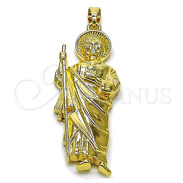 Dije Religioso 05.210.0020 Oro Laminado, Diseño de San Judas, Pulido, Tono Dorado