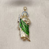 Dije Religioso 05.210.0020.1 Oro Laminado, Diseño de San Judas, Pulido, Tres Tonos