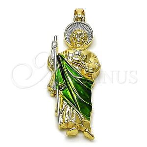 Dije Religioso 05.210.0020.1 Oro Laminado, Diseño de San Judas, Pulido, Tres Tonos