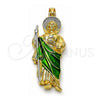 Dije Religioso 05.210.0020.1 Oro Laminado, Diseño de San Judas, Pulido, Tres Tonos