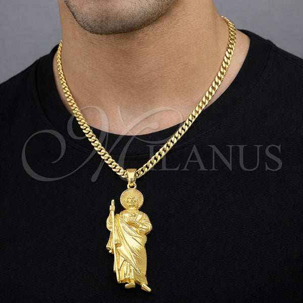 Dije Religioso 05.210.0021 Oro Laminado, Diseño de San Judas, Pulido, Tono Dorado