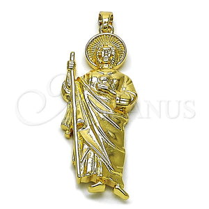 Dije Religioso 05.210.0021 Oro Laminado, Diseño de San Judas, Pulido, Tono Dorado