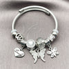 Aro Individual 07.454.0004 Acero Inoxidable, Diseño de Mariposa y Corazón, con Blanca Cristal, Esmaltado Blanco, Tono Plateado (03 MM Thickness, One size fits all)