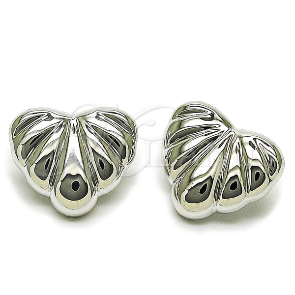 Arete Dormilona 02.455.0001 Rodio Laminado, Diseño de Corazón, Pulido, Rodinado