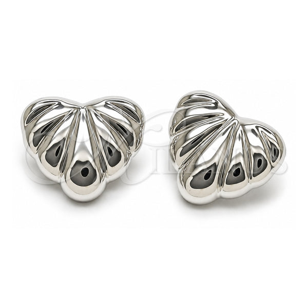 Arete Dormilona 02.455.0001 Oro Laminado Blanco, Diseño de Corazón, Pulido, Rodinado