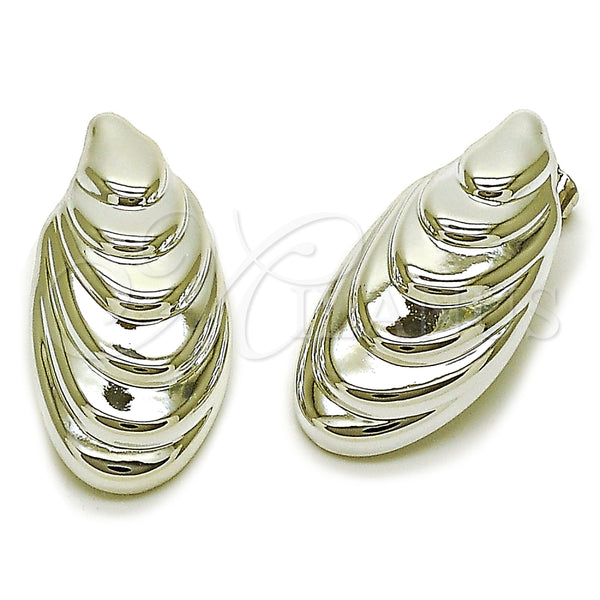 Arete Dormilona 02.455.0019 Rodio Laminado, Diseño de Concha, Pulido, Rodinado