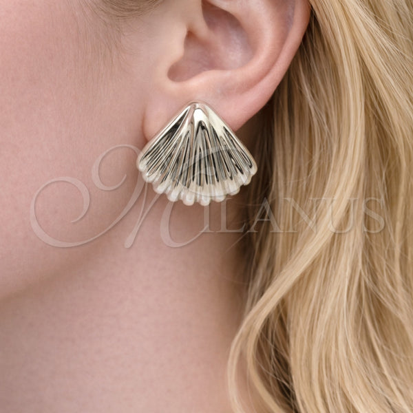 Arete Dormilona 02.455.0023 Rodio Laminado, Diseño de Concha, Pulido, Rodinado