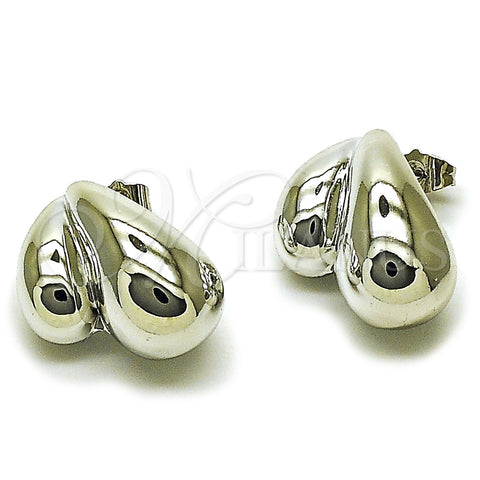 Arete Dormilona 02.455.0025 Rodio Laminado, Diseño de Corazón, Pulido, Rodinado