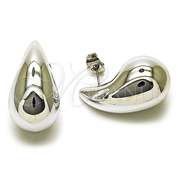 Arete Dormilona 02.455.0030 Rodio Laminado, Diseño de Gota, Pulido, Rodinado