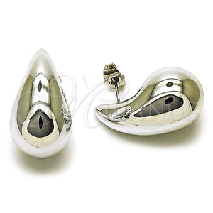 Arete Dormilona 02.455.0030 Rodio Laminado, Diseño de Gota, Pulido, Rodinado