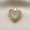 Dije Elegante 05.213.0199 Oro Laminado, Diseño de Corazón, con Zirconia Cubica Blanca, Pulido, Tono Dorado