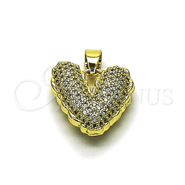 Dije Elegante 05.213.0199 Oro Laminado, Diseño de Corazón, con Zirconia Cubica Blanca, Pulido, Tono Dorado