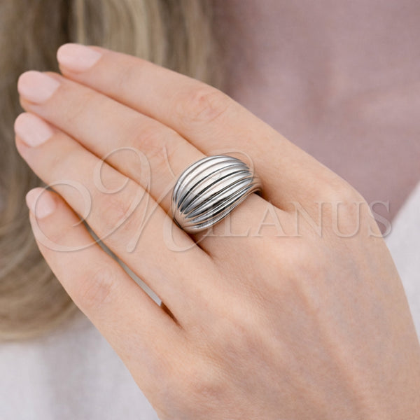 Anillo Elegante 01.213.0054.1 Rodio Laminado, Diseño de Gota, Diamantado, Rodinado (Talla Unica)