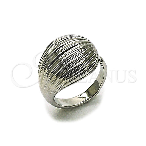 Anillo Elegante 01.213.0054.1 Rodio Laminado, Diseño de Gota, Diamantado, Rodinado (Talla Unica)