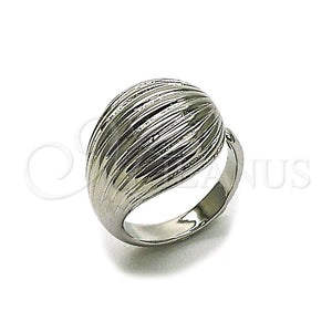Anillo Elegante 01.213.0054.1 Rodio Laminado, Diseño de Gota, Diamantado, Rodinado (Talla Unica)