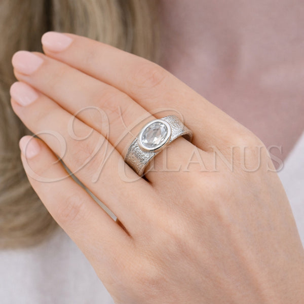 Anillo Multi Piedra 01.213.0083 Rodio Laminado, con Zirconia Cubica Blanca, Mate, Rodinado (Talla Unica)