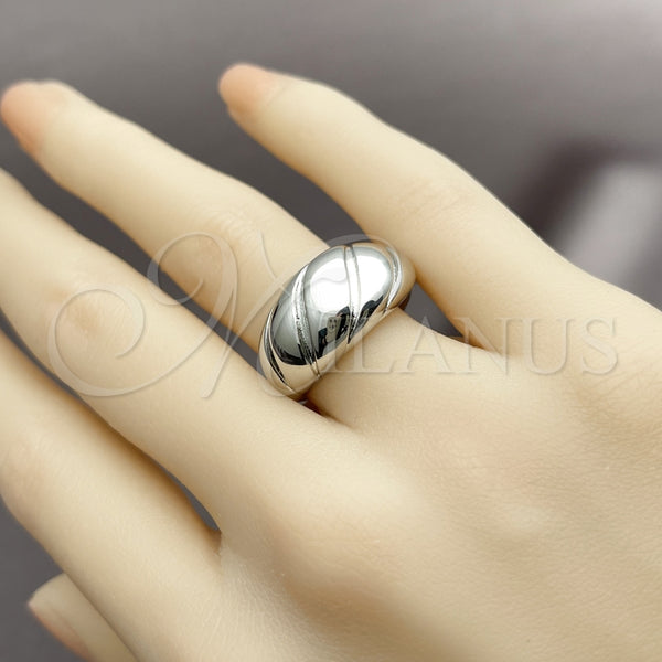 Anillo Elegante 01.213.0085 Rodio Laminado, Diseño de Torcido, Pulido, Rodinado (Talla Unica)