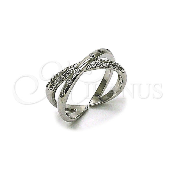 Anillo Multi Piedra 01.213.0086 Rodio Laminado, con Zirconia Cubica Blanca y Micro Pave Blanca, Pulido, Rodinado (Talla Unica)