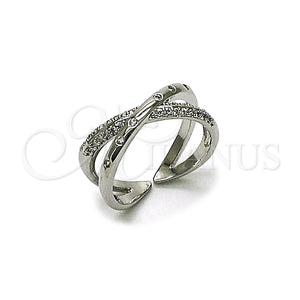 Anillo Multi Piedra 01.213.0086 Rodio Laminado, con Zirconia Cubica Blanca y Micro Pave Blanca, Pulido, Rodinado (Talla Unica)