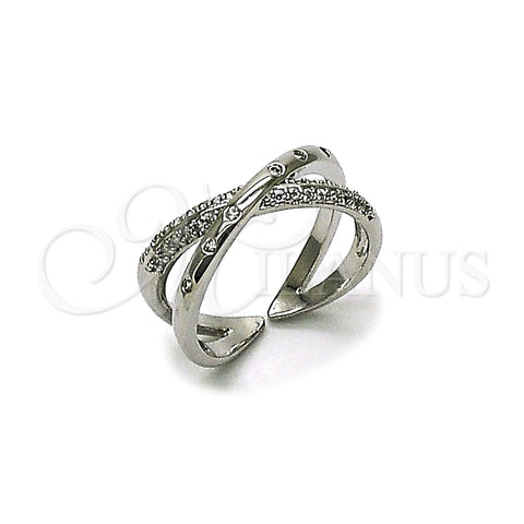 Anillo Multi Piedra 01.213.0086 Rodio Laminado, con Zirconia Cubica Blanca y Micro Pave Blanca, Pulido, Rodinado (Talla Unica)