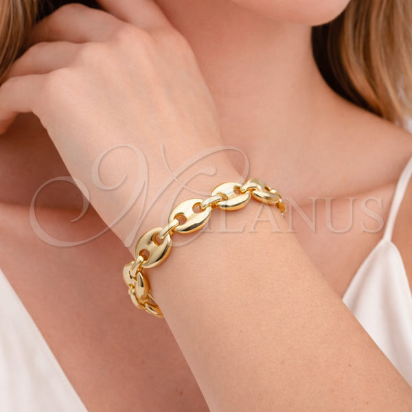 Pulsera Elegante 04.213.0345.07 Oro Laminado, Diseño de Puff Mariner, Pulido, Tono Dorado (Grosor 11.5 MM, 7 Pulgadas de Largo)